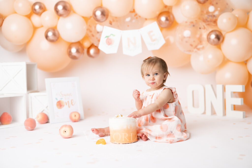 peach themed first birthday 