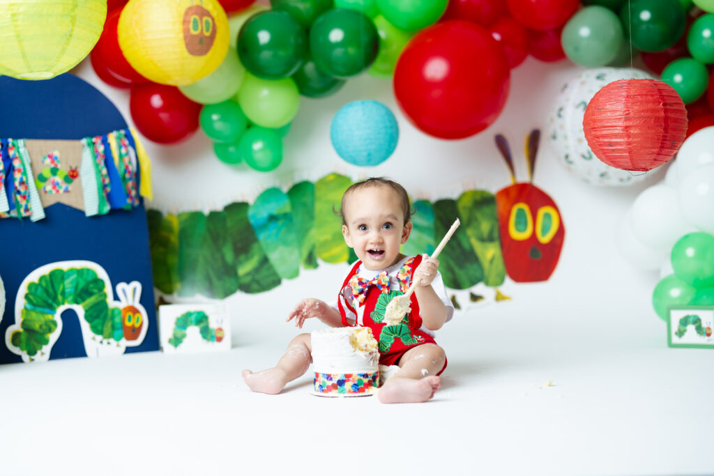 boy eating cake with spoon 