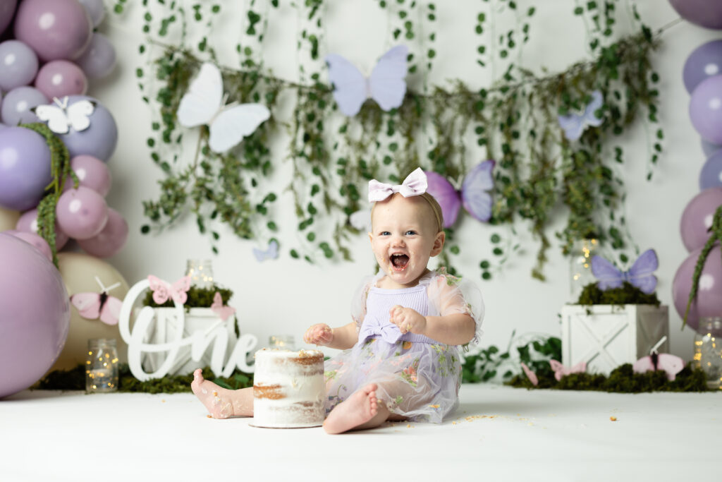 girl smiling eating cake birthday 