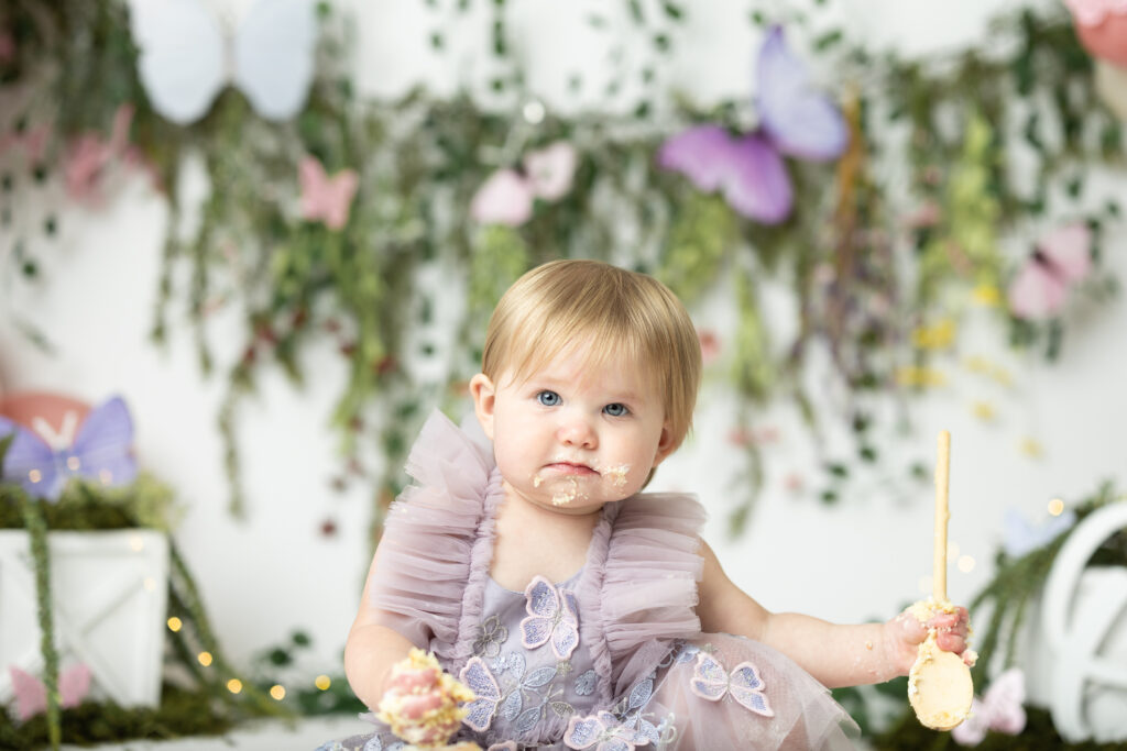 baby eating cake 