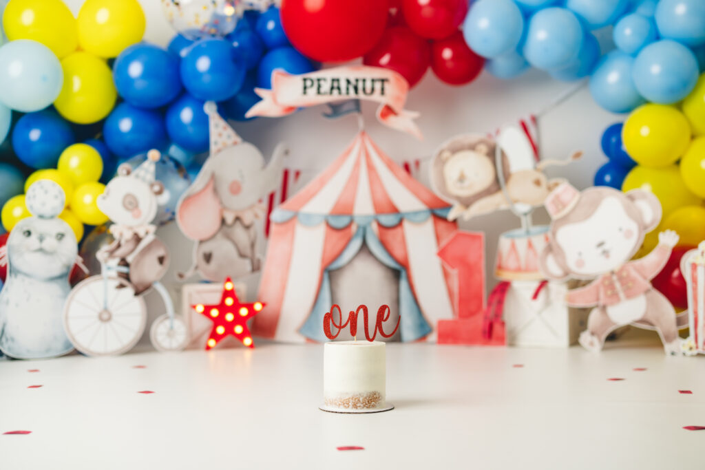 Carnival-Themed Cake Smash Session | Canton, GA First Birthday Photoshoot