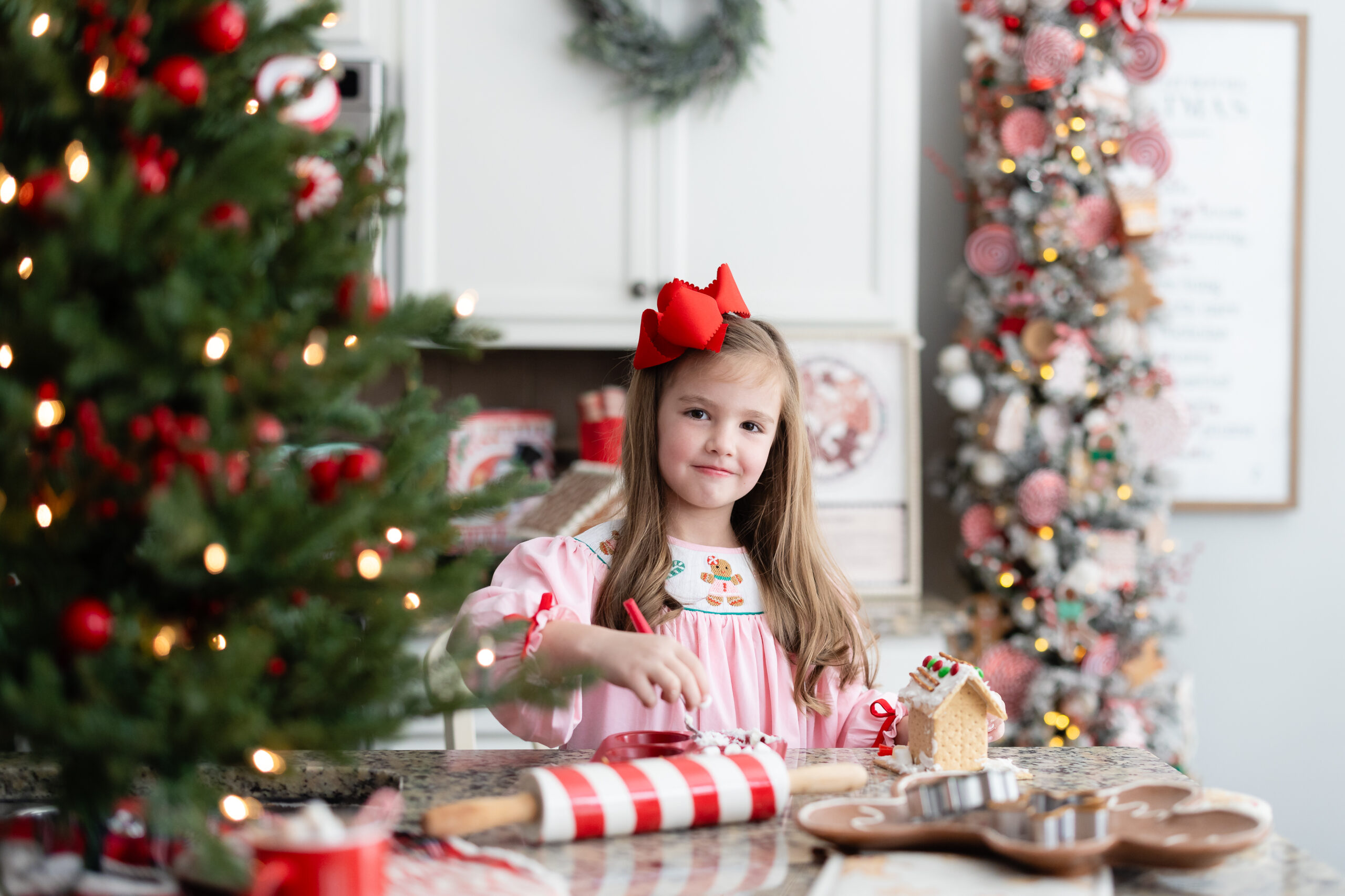 Fun and messy Gingerbread Kitchen Christmas mini session in Canton, GA