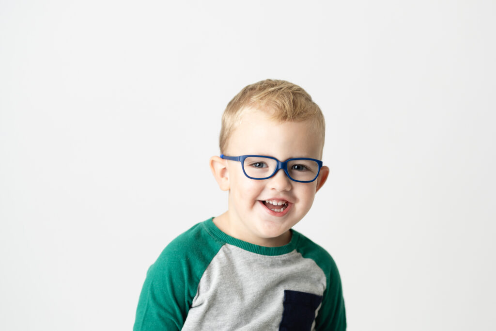 Simple studio milestone portraits with white background in Canton GA