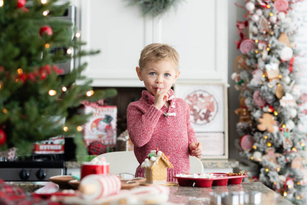Custom holiday kitchen set with handmade gingerbread houses Canton GA