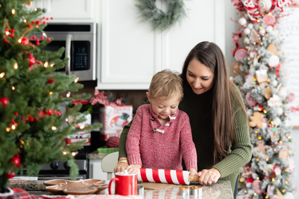 Christmas kitchen baking mini session with playful decorating