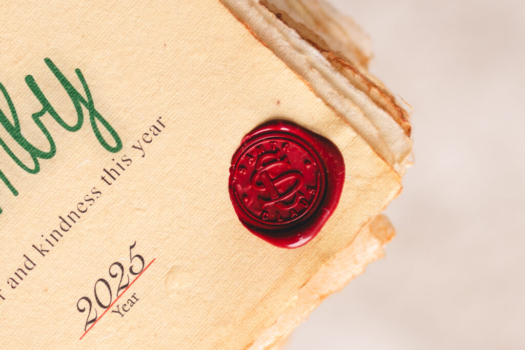 Wax-sealed Santa certificate for Christmas photo session