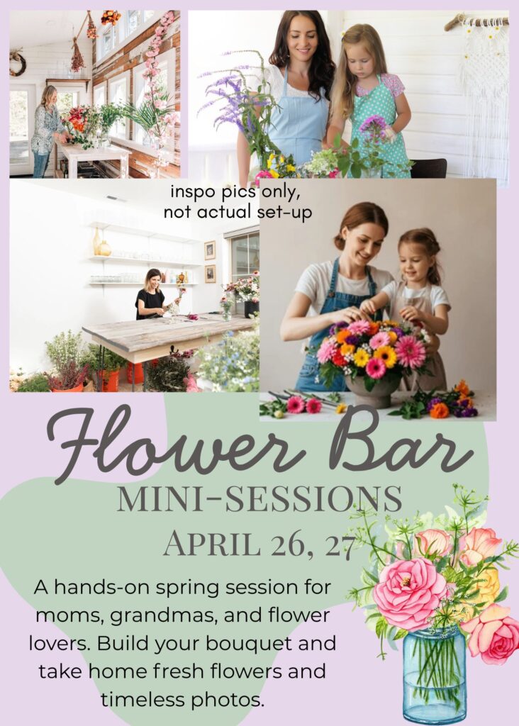 Mother’s Day portrait with fresh bouquet created during Flower Bar Mini-Session in Canton, GA