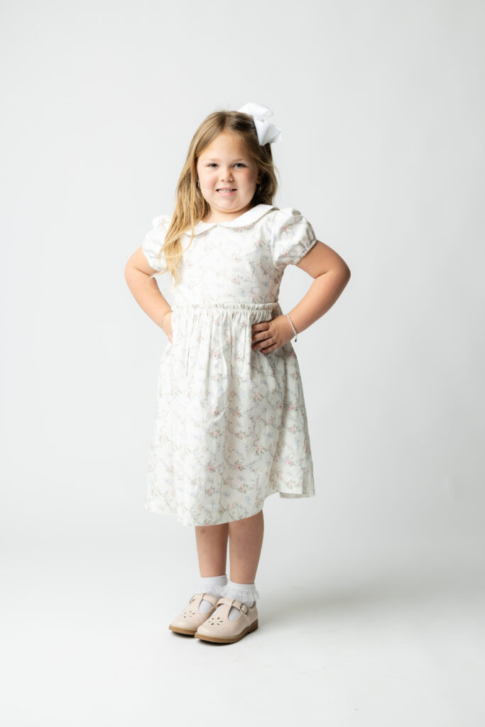 Preschool girl standing portrait simple background preschool photographer North Georgia