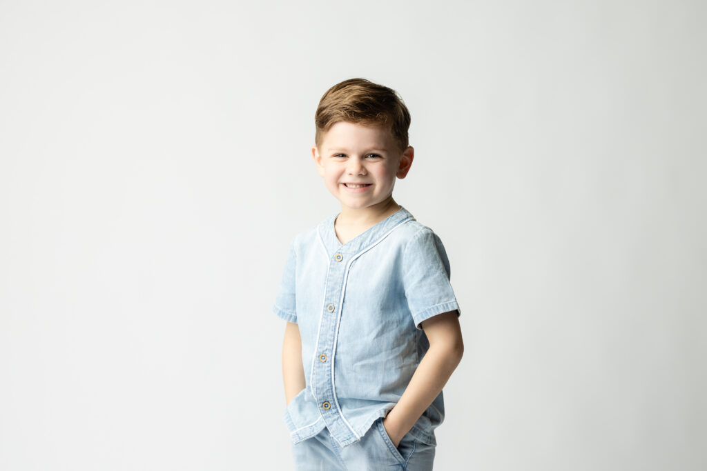 Preschool boy portrait natural expression modern school photography North Georgia