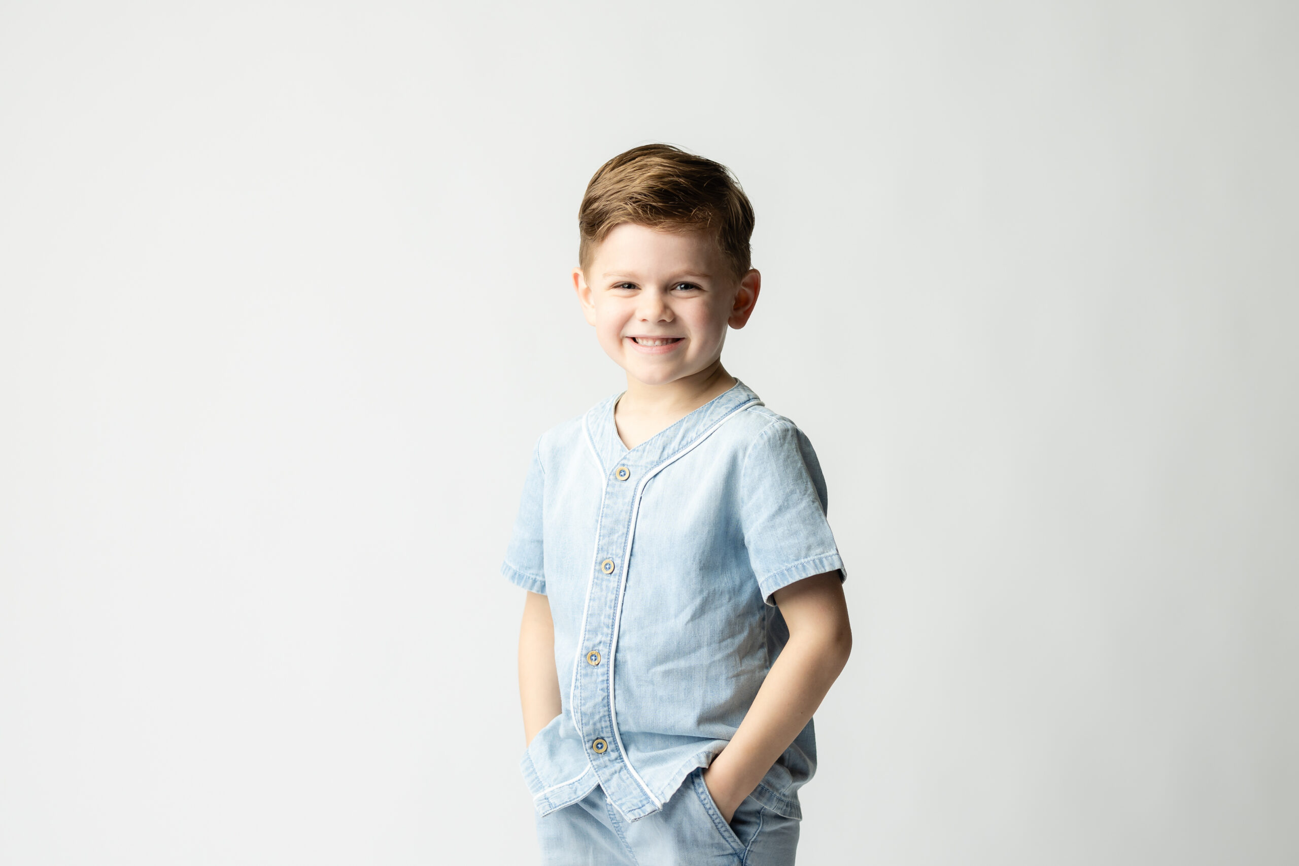 Preschool boy portrait natural expression modern school photography North Georgia