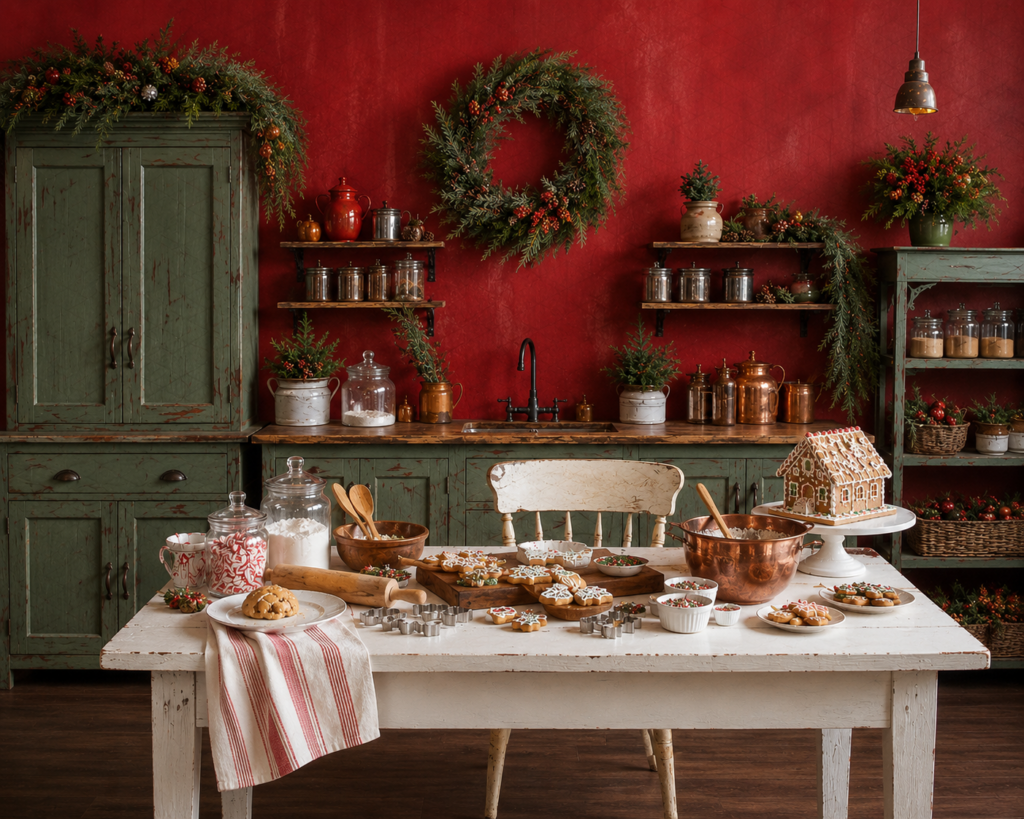 Christmas kitchen mini sessions in Canton, GA at Victoria Lee Photography